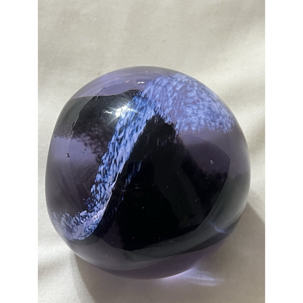 Caithness Pastel Handcrafted Glass Paperweight With Intricate White & Pink Swirl
